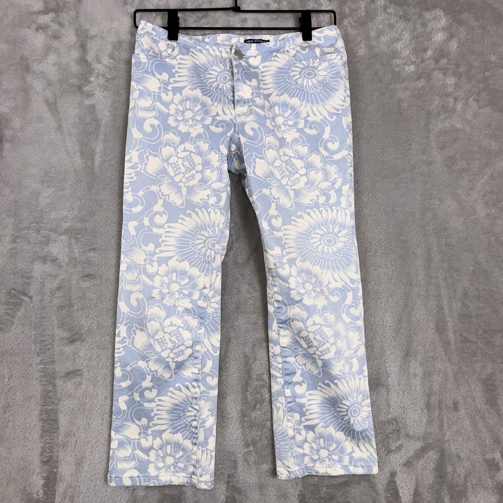 Polo‎ Jeans Co Ralph Lauren Vintage Cropped Floral Sunflower Pants Woman's 2